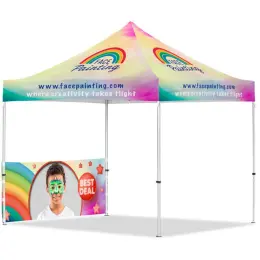 Coated Steel Sublimated Gazebo 3m x 3m - 1 Half-Wall Skin Branded Image