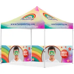 Coated Steel Sublimated Gazebo 3m x 3m - 2 Half-Wall Skins Branded Image