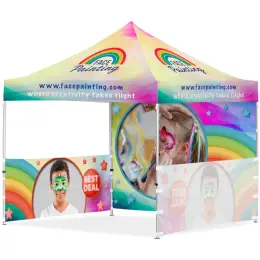 Coated Steel Sublimated Gazebo 3m x 3m - 2 Half-Wall Skins - 1 Full-Wall Skin Branded Image