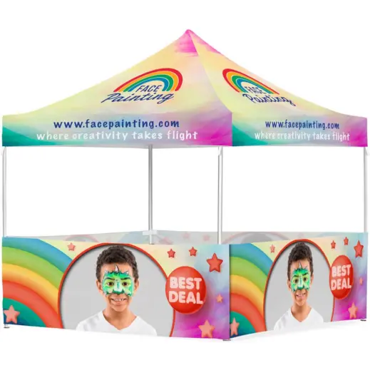 Coated Steel Sublimated Gazebo 3m x 3m - 4 Half-Wall Skins Branded