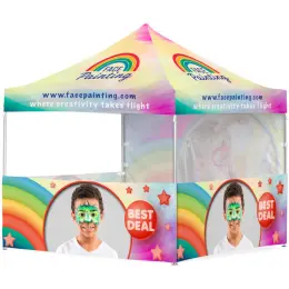 Coated Steel Sublimated Gazebo 3m x 3m - 3 Half-Wall Skins -1 Full-Wall Skin Branded Image