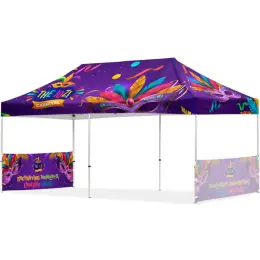 Coated Steel Sublimated Gazebo 6m x 3m - 2 Short Half-Wall Skins Branded Image