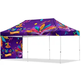 Coated Steel Sublimated Gazebo 6m x 3m - 1 Short Full-Wall Skin Branded Image