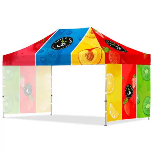 Coated Steel Sublimated Gazebo 4.5m x 3m - 2 Short Full-Wall Skins Branded
