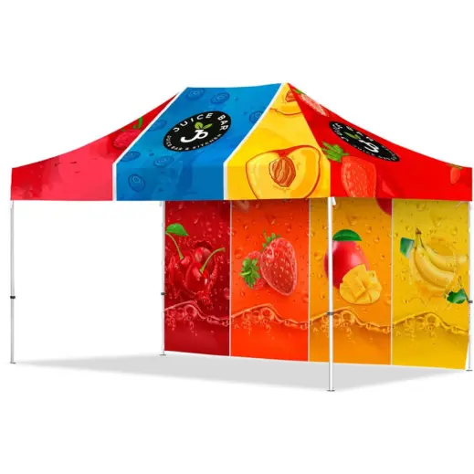 Coated Steel Sublimated Gazebo 4.5m x 3m - 1 Long Full-Wall Skin Branded