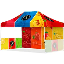 Coated Steel Sublimated Gazebo 4.5m x 3m - 1 Long Full-Wall Skin - 2 Short Half-Wall Skins Branded Image