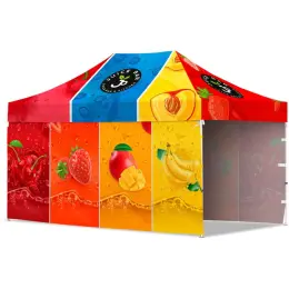 Coated Steel Sublimated Gazebo 4.5m x 3m - 2 Long Full-Wall Skins Branded Image