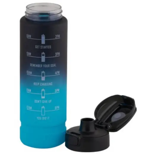 1 Litre Motivate Water Bottle Aqua Lid Off