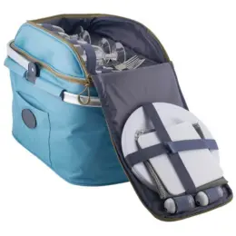 4-Person Picnic Caddy & Cooler With Items
