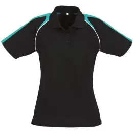Ladies Triton Golf Shirt Black Teal Image