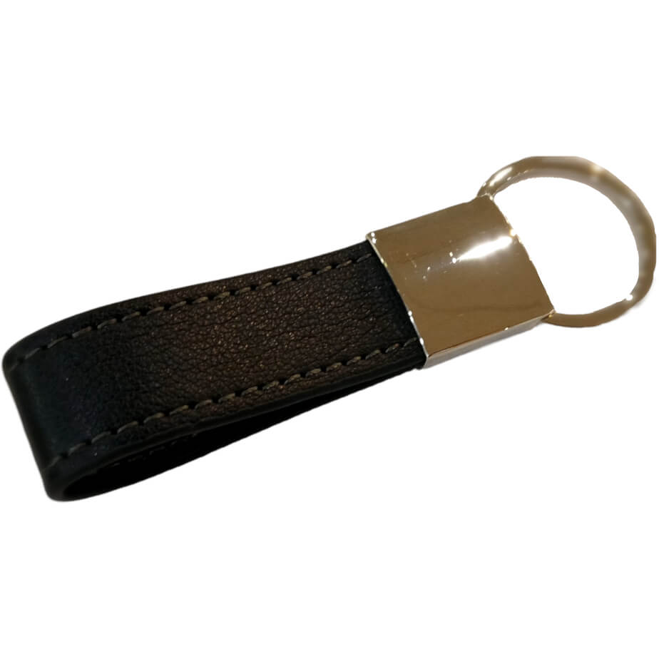 Vegan Leather Looped Key Ring Black Top