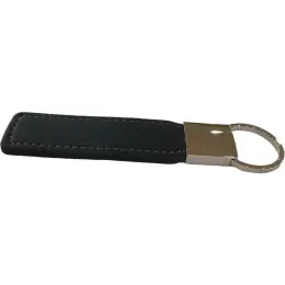 Vegan Leather Flat Key Ring Black Display
