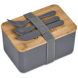 Okiyo Pasuta Recycled Plastic & Bamboo Lunch Box Grey Main Image