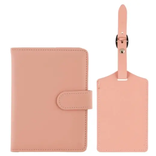 Passport Holder & Luggage Pink Front