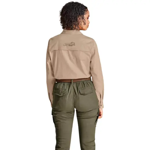 Ladies Long Mawenzi Shirt Back Main Khaki