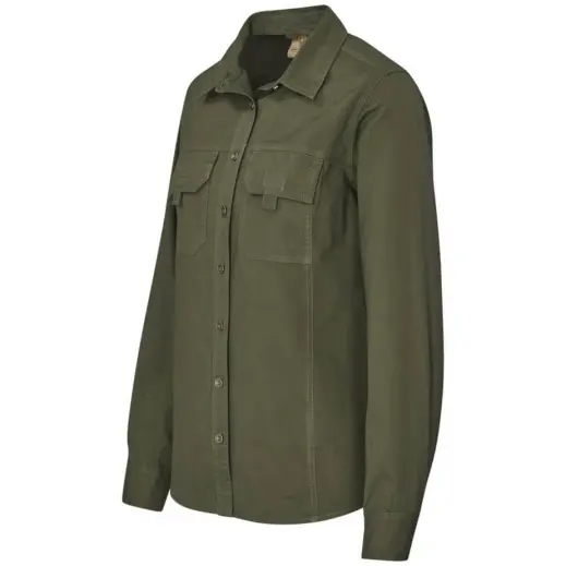 Ladies Long Mawenzi Shirt Olive Side