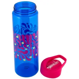 Floral Water Bottle Blue Open