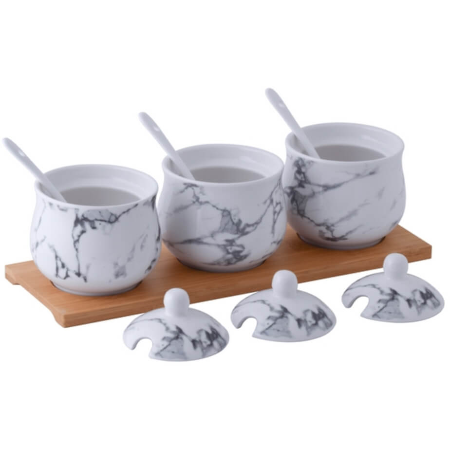 Marble Bamboo Canisters Side