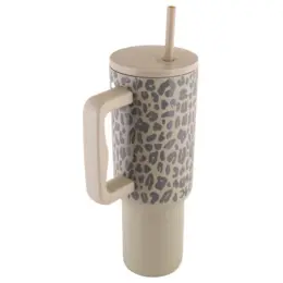 Leopard Print Travel Mug Nude Main Image