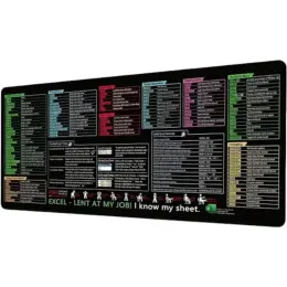 Excel Cheat Sheet Desk Mat Mousepad XL Display Image
