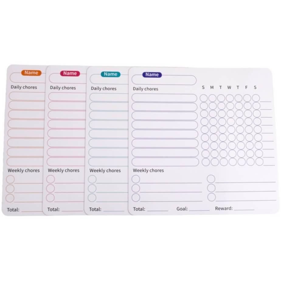 Fridge Magnet Chore Tracker & Reward Set Charts Flat