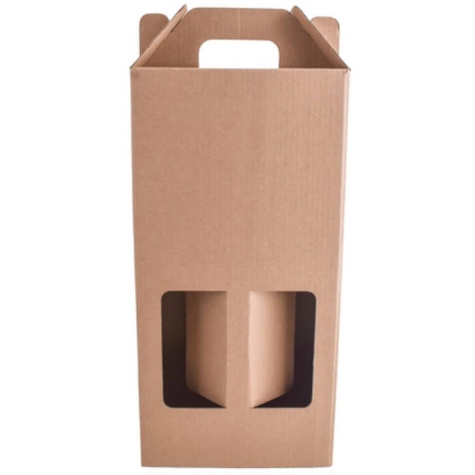 Front Kraft Double 750ml Wine Bottle Gift Box