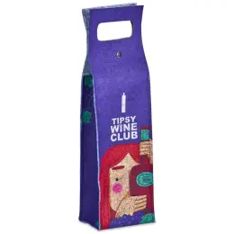Hoppla Velto RPET Felt Single Wine Bottle Carrier Branded Front Image