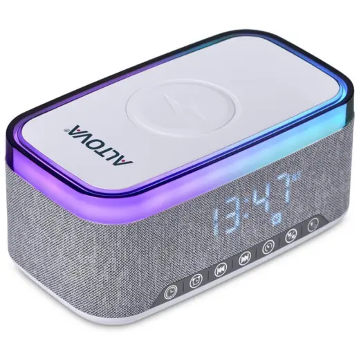 Serendipio Cumberland 10W Bluetooth Speaker Wireless Charger & Clock Branded On