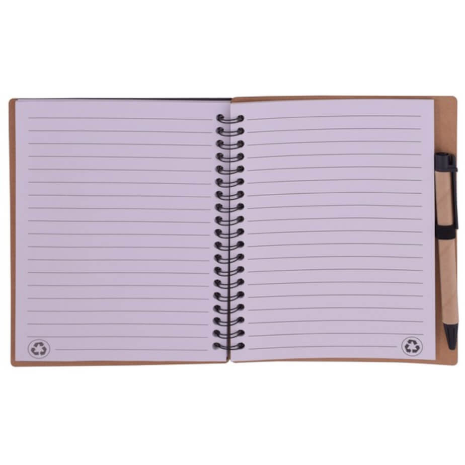 Recycle Notebook & Pen Black Open