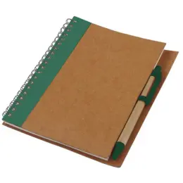 Recycle Notebook & Pen Green Closed Image