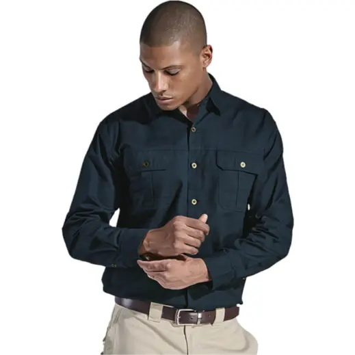 Navy Main Mens Bush Shirt Long Sleeve