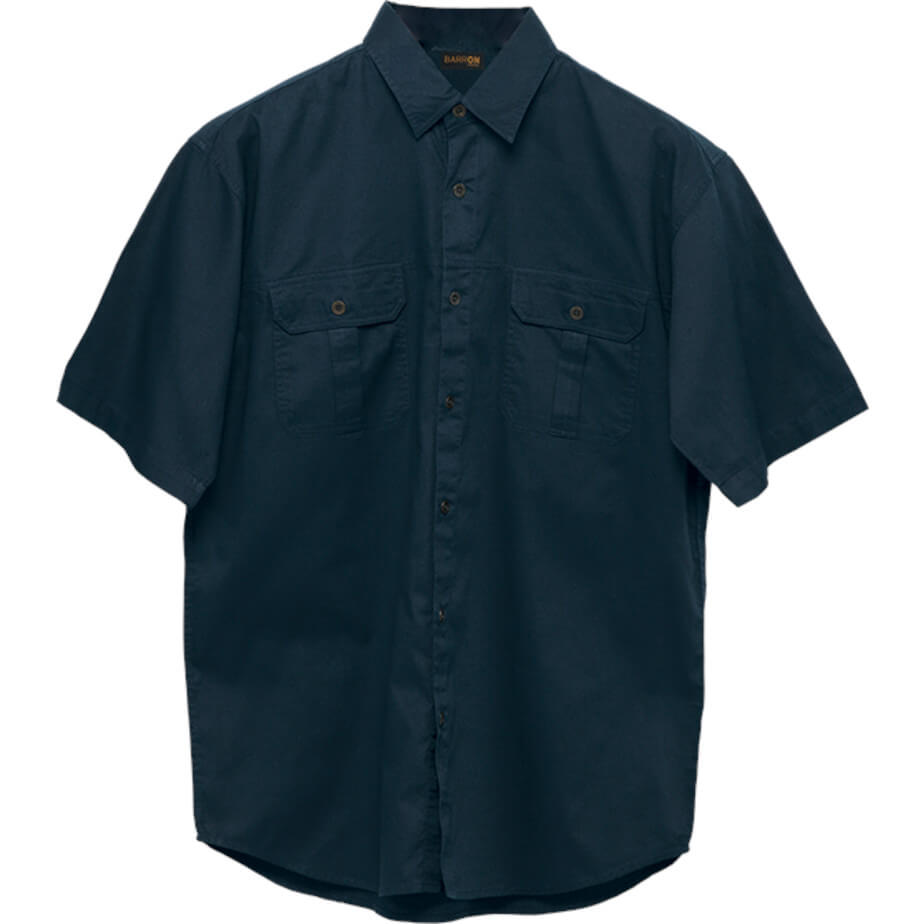 Navy Mens Plain Bush Shirt