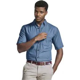 Mens Short Sleeve Denim Shirt Brandability