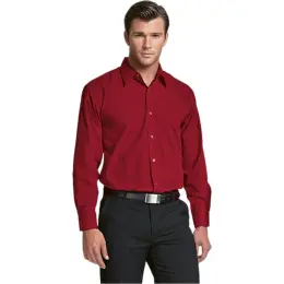 Red Main Mens Basic Poly Cotton Lounge Long Sleeve