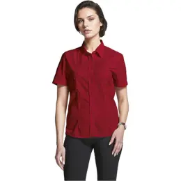 Main Red Basic Poly Cotton Blouse Short Sleeve Ladies Image