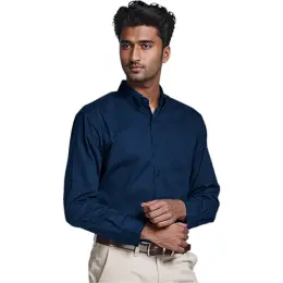 Navy Main Brushed Cotton Twill Lounge Long Sleeve Mens Image