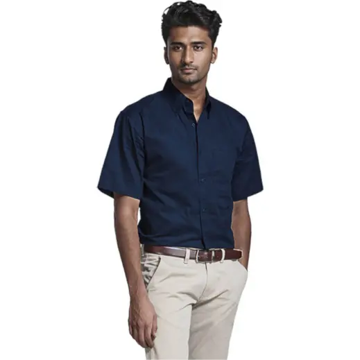 Navy Main Brushed Cotton Twill Lounge Short Sleeve Mens