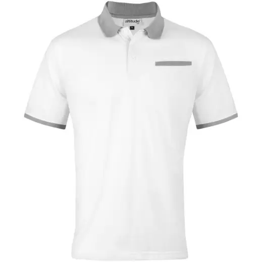 Mens Caliber Golf Shirt White Front