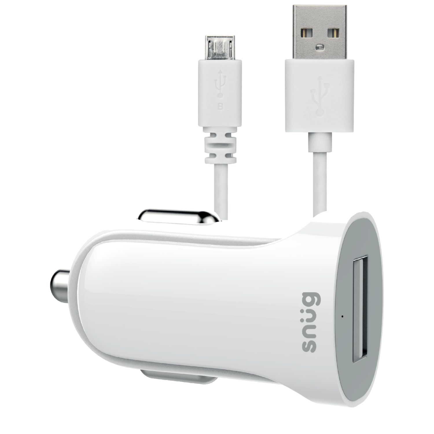 Snug Lite USB Port Car Charger With Micro USB Cable - 2.1A image