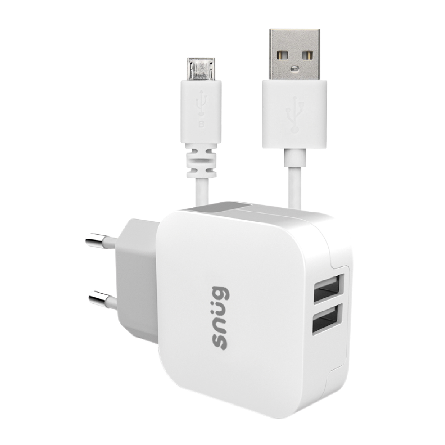 Snug 2 Port USB Home Charger With Micro USB Cable 3.4AMP image