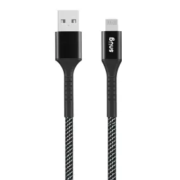 Snug USB To MFI Lightning Nylon Braid Cable 12W - 1.2 Meter - Black/Silver image