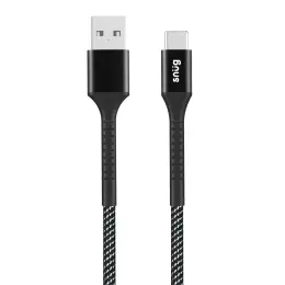 Snug USB To Type-C Nylon Braided Cable 10W - 1.2 Metre - Black/Silver image