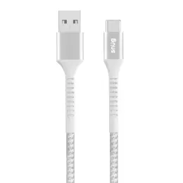Snug USB To Type-C Nylon Braided Cable 10W - 1.2 Metre - White/Silver image
