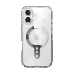 Speck Gemshell Grip MagSafe Case - Apple iPhone 16 - Clear & Chrome image