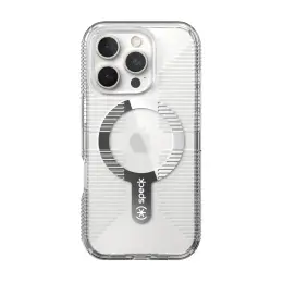Speck Gemshell Grip MagSafe Case - Apple iPhone 16 Pro - Clear & Chrome image
