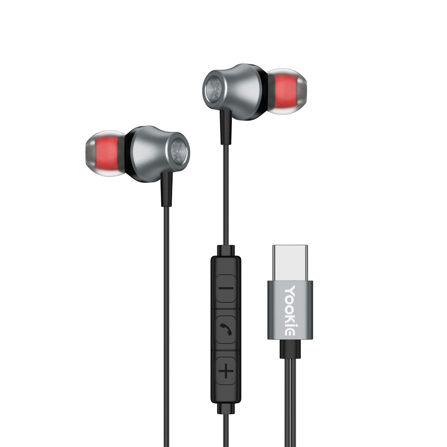 Yookie YTL-11 Wired Earphones Type-C - Black/Silver image