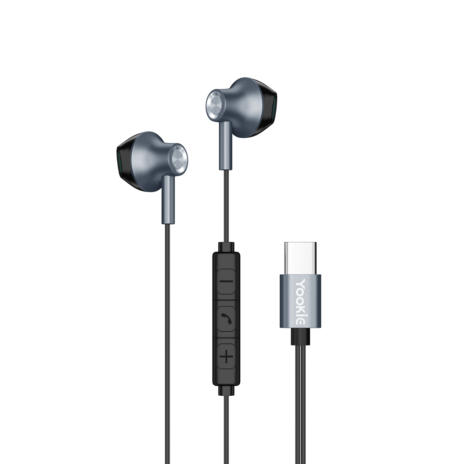 Yookie YTL-12 Wired Earphones Type-C - Black/Metal image