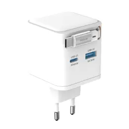 Snug 2 Port PD/USB Charger With Retractable Cable - 65W - White image