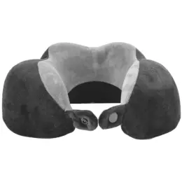 Memory Foam Travel Pillow Black-Grey Clips