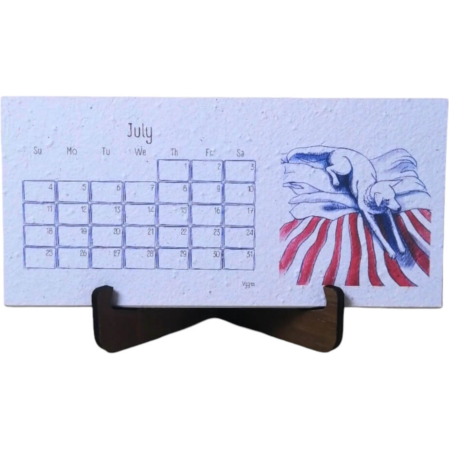 Plantable Paper Calendar With Timber Stand - 2027 July Front